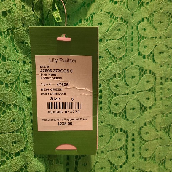Lilly Pulitzer Posey Dress Style #47606 Green Daisy Lane Lace Size 6 Women's NWT - Picture 8 of 16